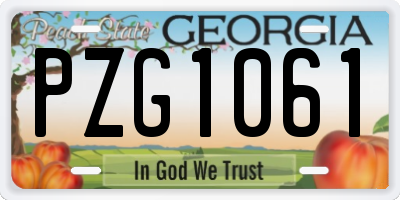 GA license plate PZG1061