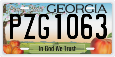GA license plate PZG1063
