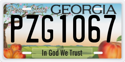 GA license plate PZG1067