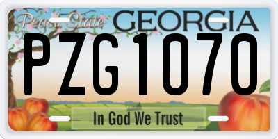 GA license plate PZG1070