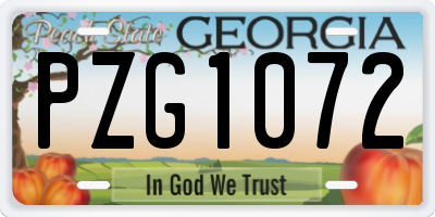 GA license plate PZG1072