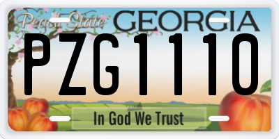 GA license plate PZG1110