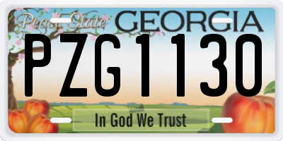 GA license plate PZG1130