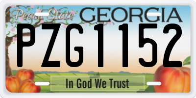 GA license plate PZG1152