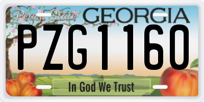 GA license plate PZG1160