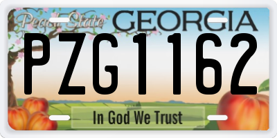 GA license plate PZG1162