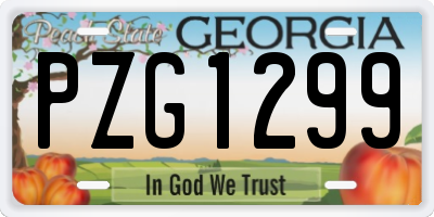 GA license plate PZG1299