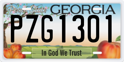 GA license plate PZG1301