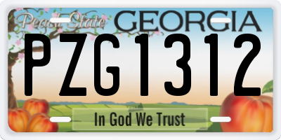 GA license plate PZG1312
