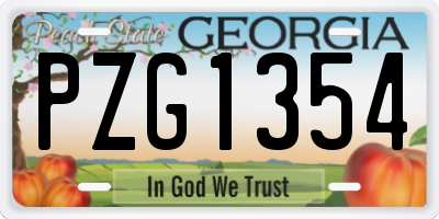 GA license plate PZG1354