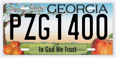 GA license plate PZG1400