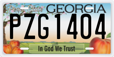 GA license plate PZG1404