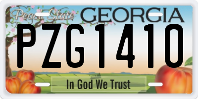 GA license plate PZG1410