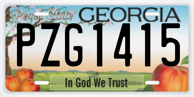 GA license plate PZG1415