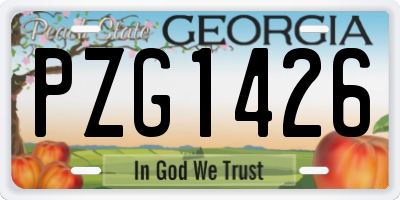 GA license plate PZG1426