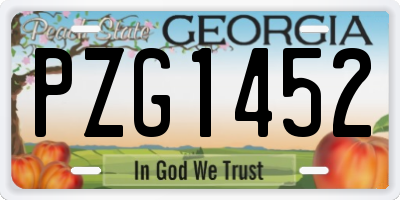 GA license plate PZG1452