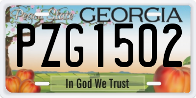 GA license plate PZG1502