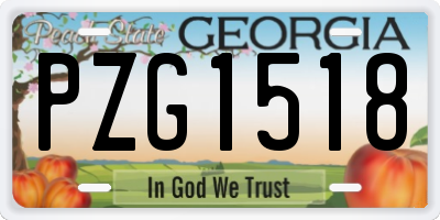 GA license plate PZG1518