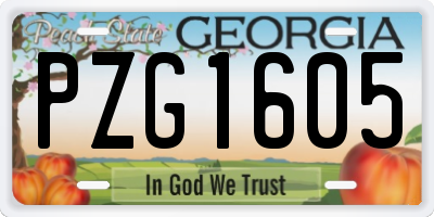 GA license plate PZG1605