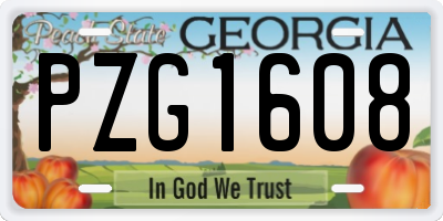GA license plate PZG1608