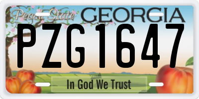 GA license plate PZG1647