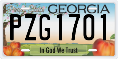 GA license plate PZG1701