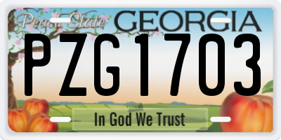 GA license plate PZG1703