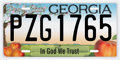 GA license plate PZG1765