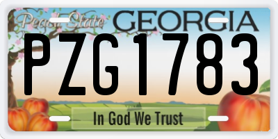 GA license plate PZG1783