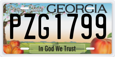 GA license plate PZG1799