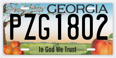 GA license plate PZG1802