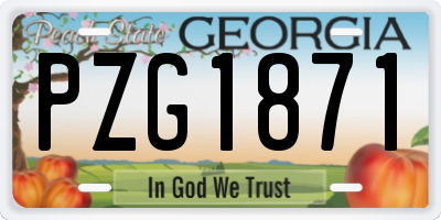 GA license plate PZG1871