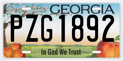 GA license plate PZG1892