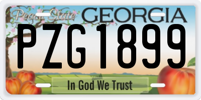 GA license plate PZG1899