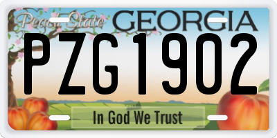GA license plate PZG1902