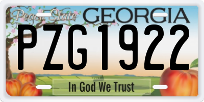 GA license plate PZG1922