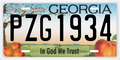 GA license plate PZG1934