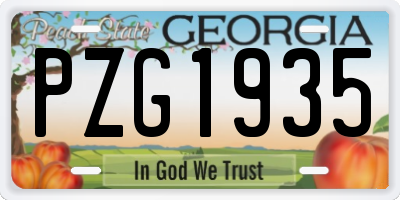 GA license plate PZG1935
