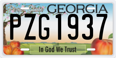 GA license plate PZG1937