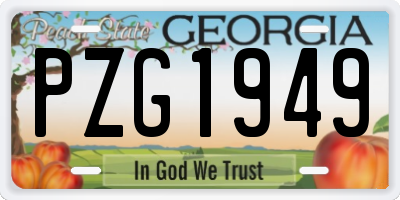GA license plate PZG1949