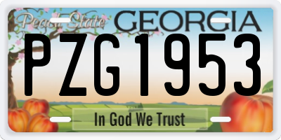 GA license plate PZG1953