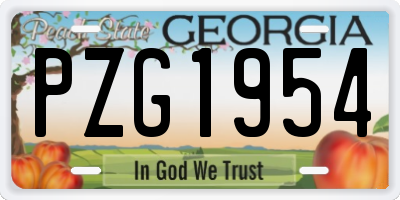 GA license plate PZG1954