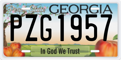 GA license plate PZG1957