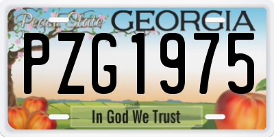 GA license plate PZG1975