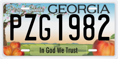 GA license plate PZG1982