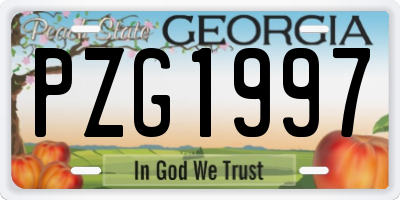 GA license plate PZG1997