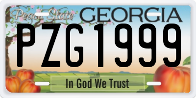 GA license plate PZG1999