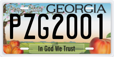 GA license plate PZG2001