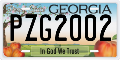 GA license plate PZG2002