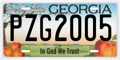 GA license plate PZG2005